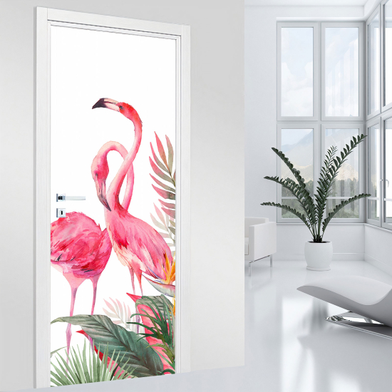 Door Sticker - Decal - Pink flamingos