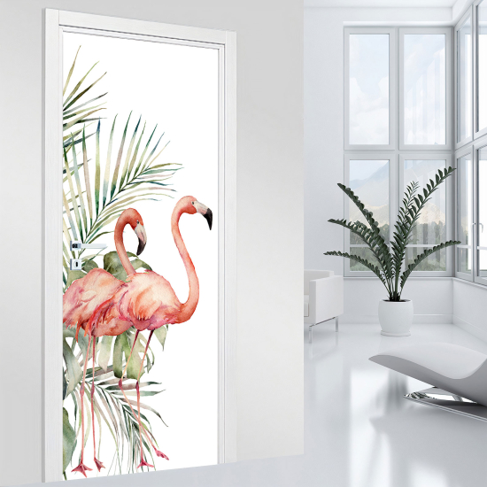 Door Sticker - Decal - Pink flamingos