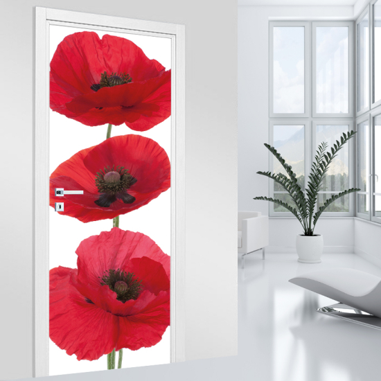 Door Sticker - Decal - Poppies