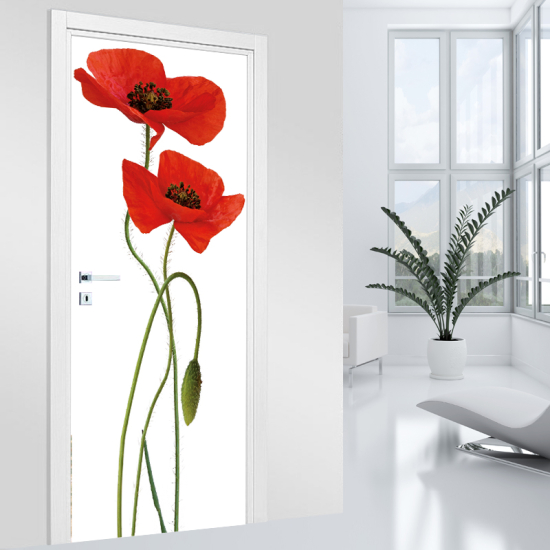 Door Sticker - Decal - Poppies