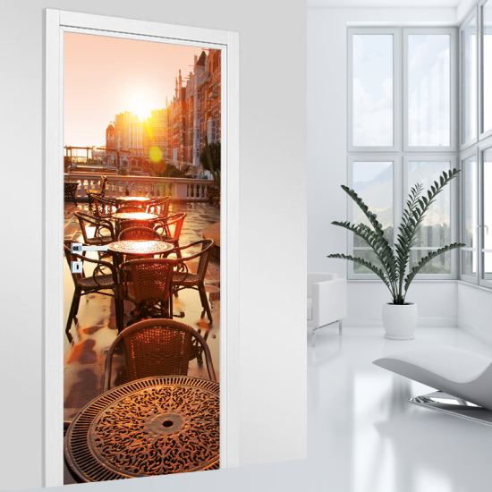 Door Sticker - Decal - Terrace in the city