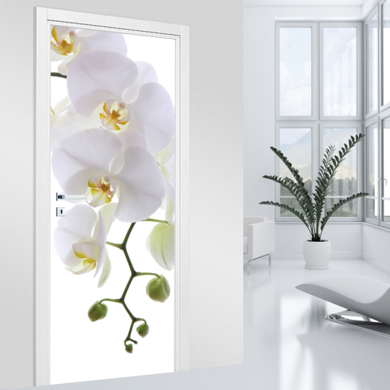 Door Sticker - Decal - White Orchid