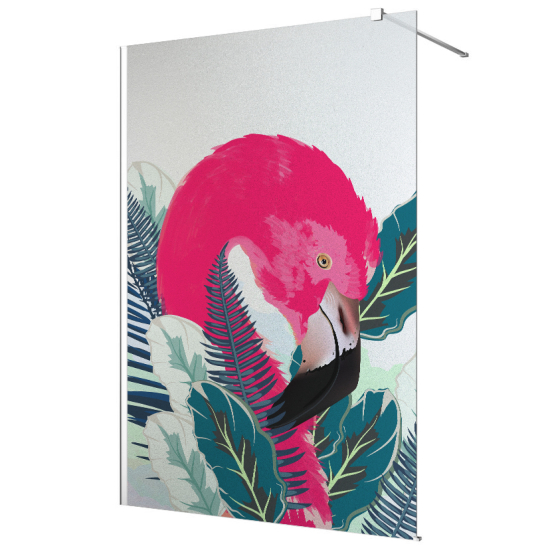 Frosted glass stickers for shower screens and windows - Pink Flamingo