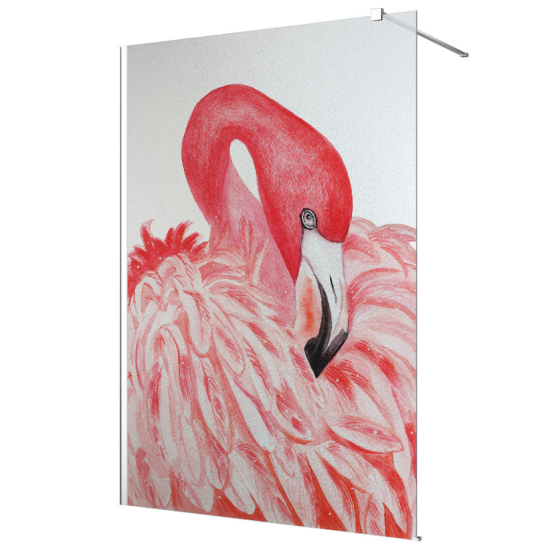 Frosted glass stickers for shower screens and windows - Pink flamingo