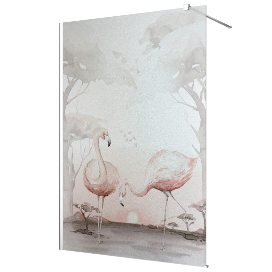 Frosted glass stickers for shower screens and windows - Pink Flamingos