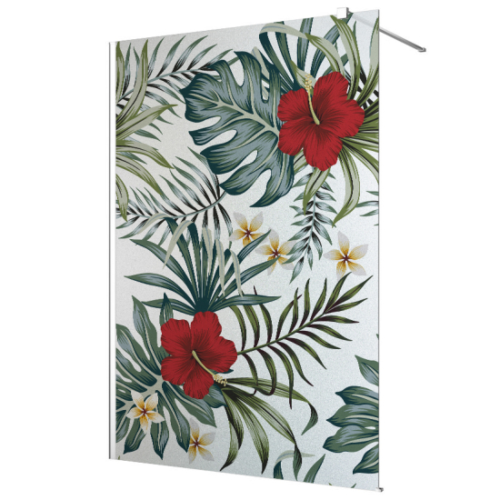 Frosted glass stickers for shower screens and windows - Tropical flowers