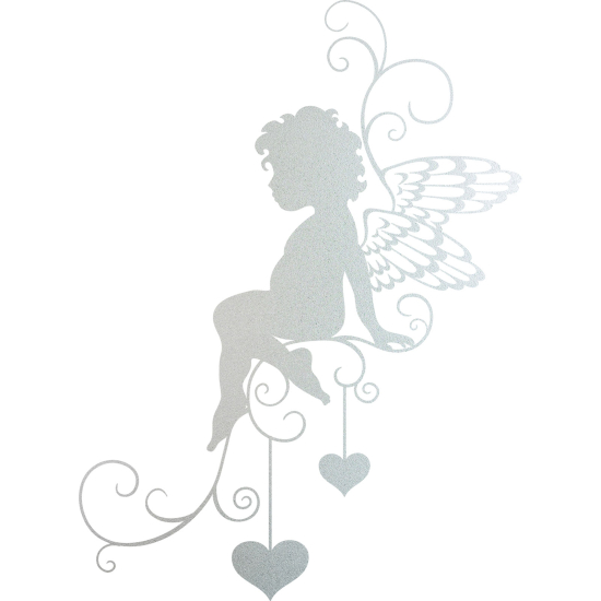 Frosted Window Glass Sticker - Angel Hearts