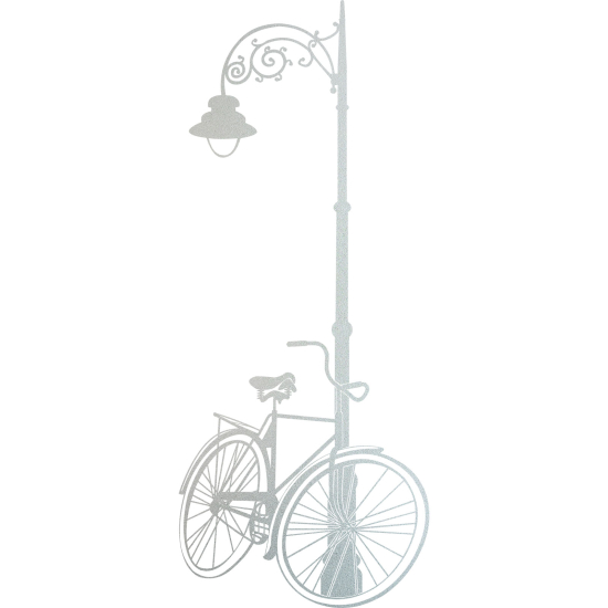 Frosted Window Glass Sticker - Bicycle Street Lamp