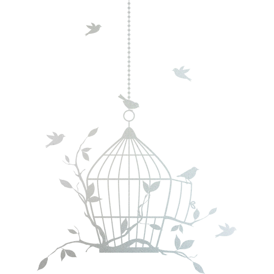 Frosted Window Glass Sticker - Bird Cage