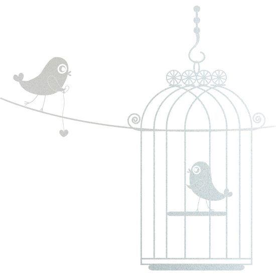 Frosted Window Glass Sticker - Bird Cage