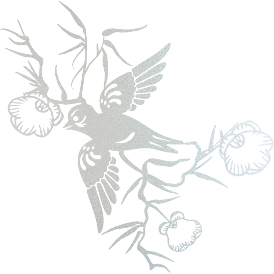 Frosted Window Glass Sticker - Bird Flowers