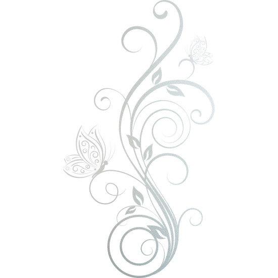 Frosted Window Glass Sticker - Butterfly Flowers