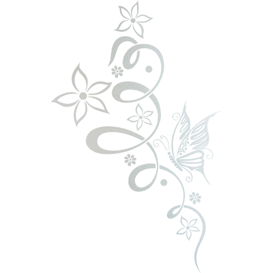 Frosted Window Glass Sticker - Butterfly Flowers