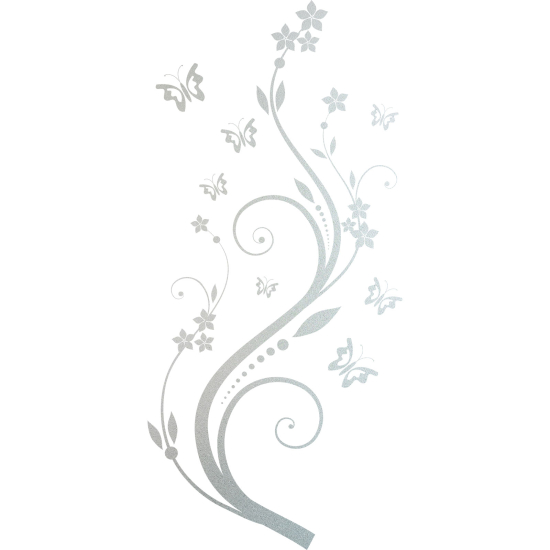 Frosted Window Glass Sticker - Butterfly Flowers