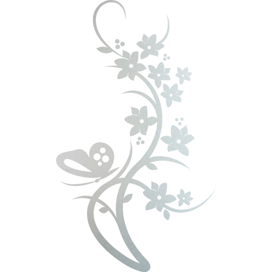 Frosted Window Glass Sticker - Butterfly Flowers