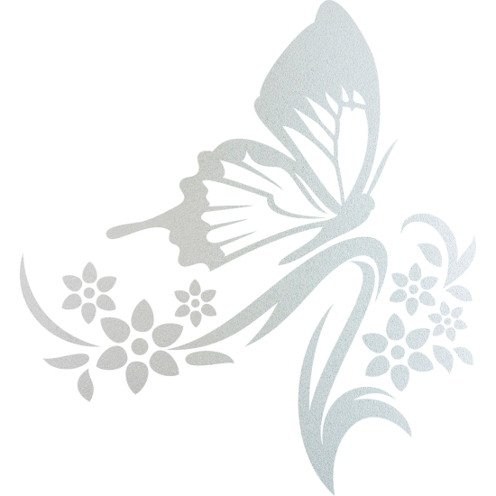 Frosted Window Glass Sticker - Butterfly Flowers