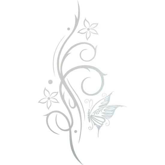 Frosted Window Glass Sticker - Butterfly Flowers