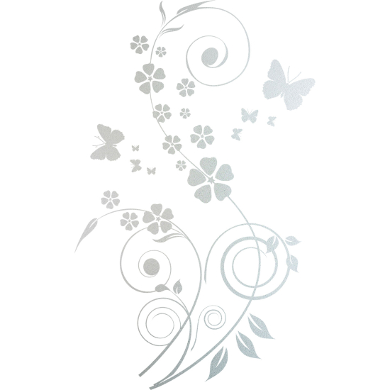 Frosted Window Glass Sticker - Butterfly Flowers