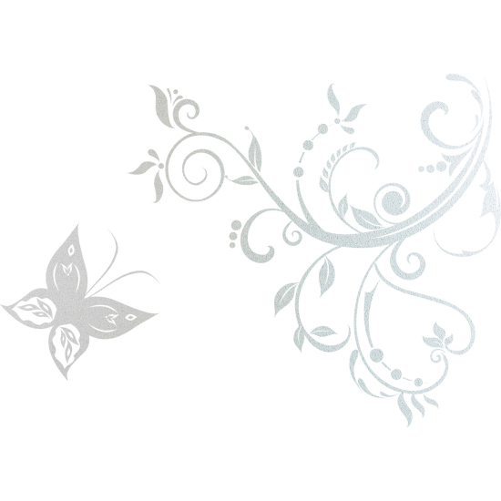 Frosted Window Glass Sticker - Butterfly Flowers