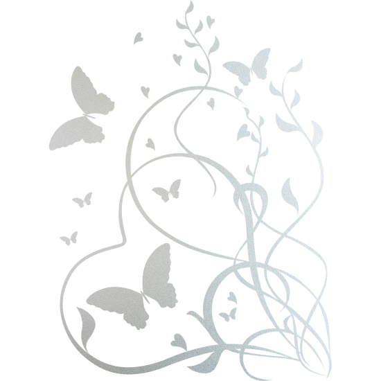 Frosted Window Glass Sticker - Butterfly Flowers