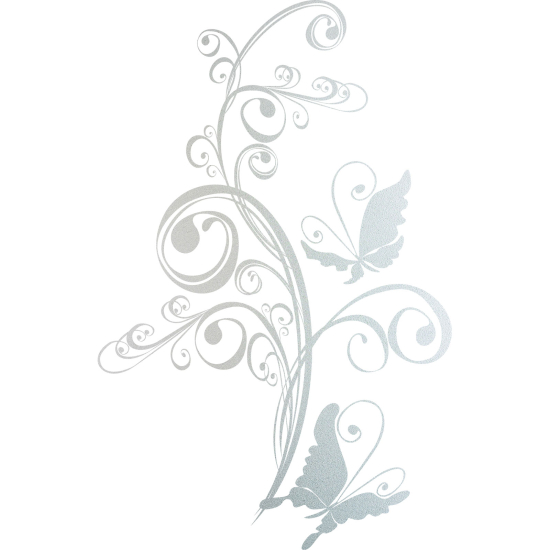 Frosted Window Glass Sticker - Butterfly Flowers