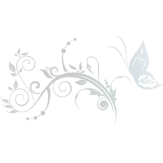 Frosted Window Glass Sticker - Butterfly Flowers