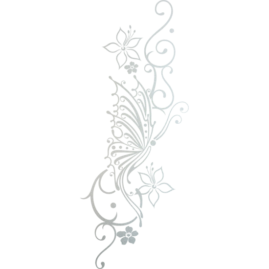 Frosted Window Glass Sticker - Butterfly Flowers