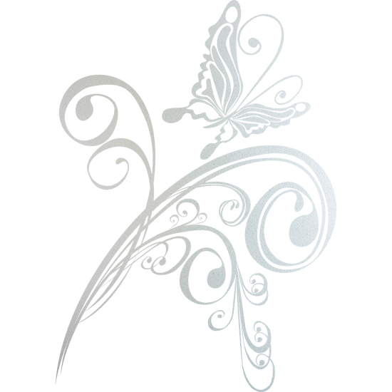 Frosted Window Glass Sticker - Butterfly Flowers