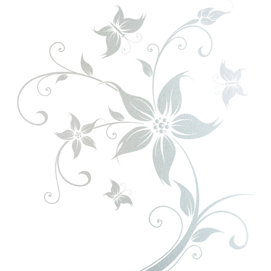 Frosted Window Glass Sticker - Butterfly Flowers