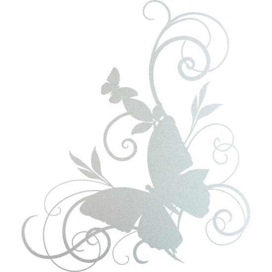 Frosted Window Glass Sticker - Butterfly Flowers