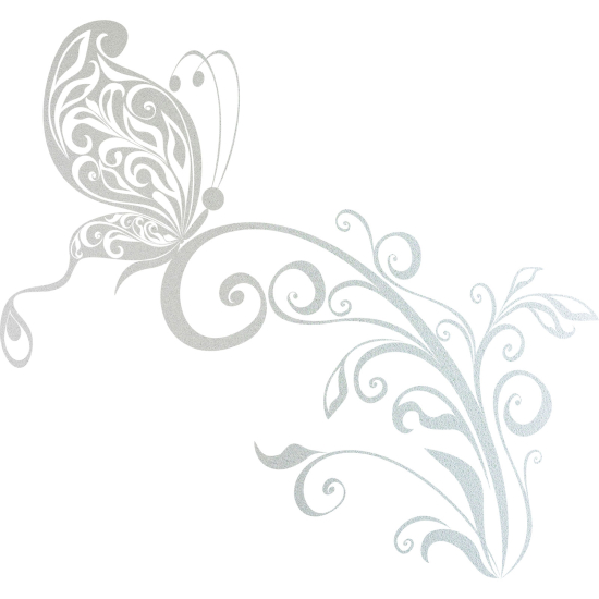 Frosted Window Glass Sticker - Butterfly Flowers