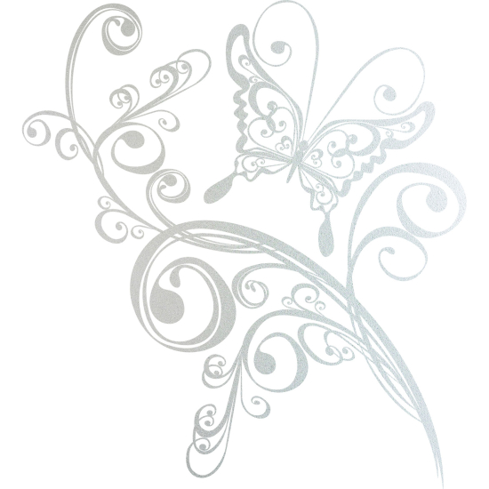 Frosted Window Glass Sticker - Butterfly Flowers