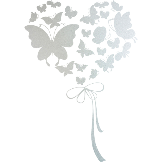 Frosted Window Glass Sticker - Butterfly Heart