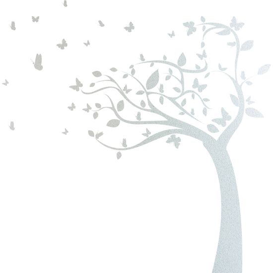 Frosted Window Glass Sticker - Butterfly Tree