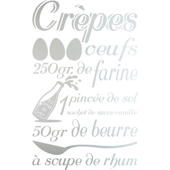 Frosted Window Glass Sticker - Crepe Recipe