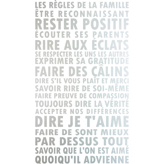 Frosted Window Glass Sticker - Family Rules Quote