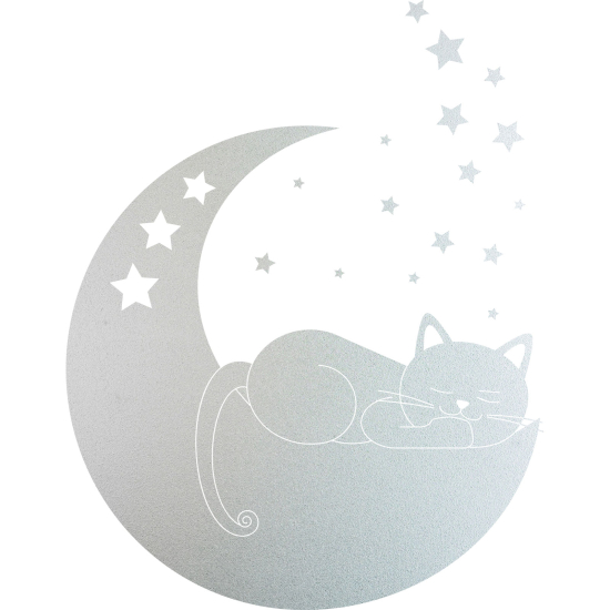 Frosted Window Glass Sticker - Moon Cat