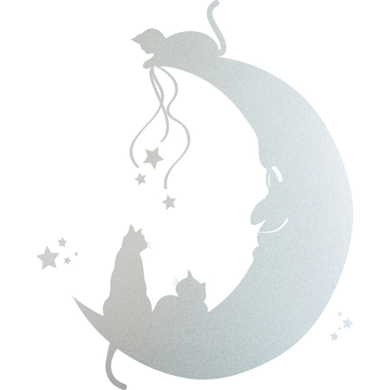 Frosted Window Glass Sticker - Moon Cats