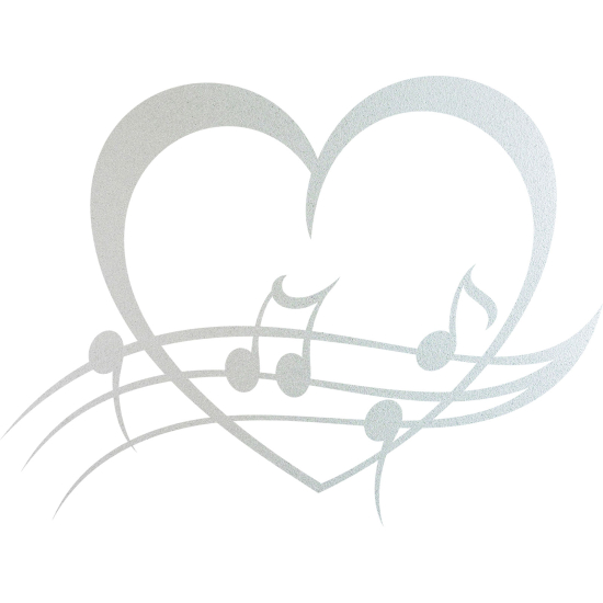 Frosted Window Glass Sticker - Musical Staff Heart