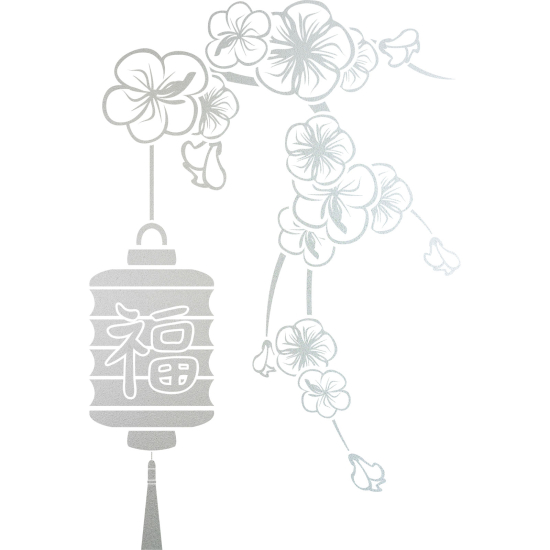 Frosted Window Glass Sticker - Sakura Lantern