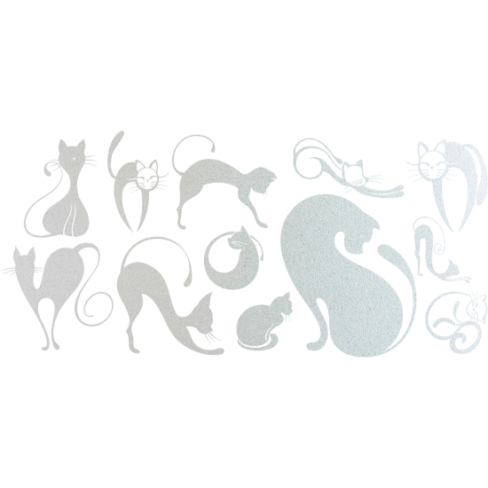 Frosted Window Glass Sticker - Set Of 12 Cats