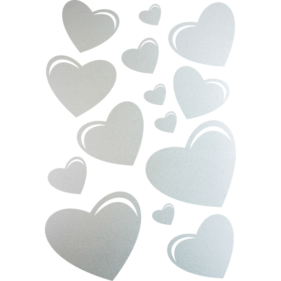 Frosted Window Glass Sticker - Set Of 14 Hearts