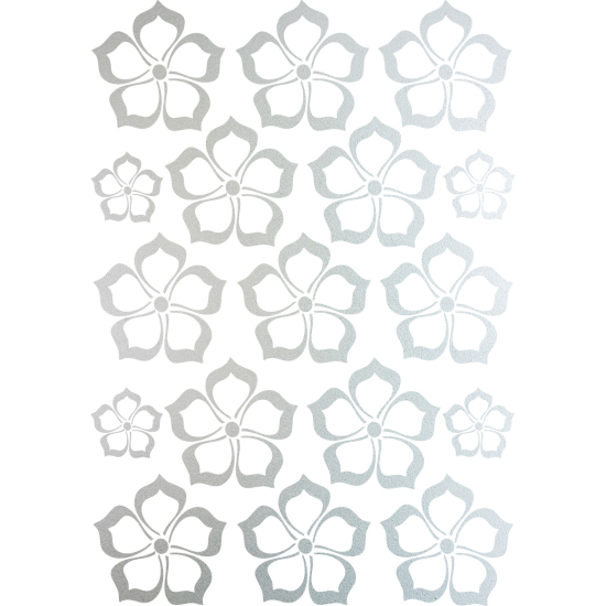 Frosted Window Glass Sticker - Set Of 17 Flowers