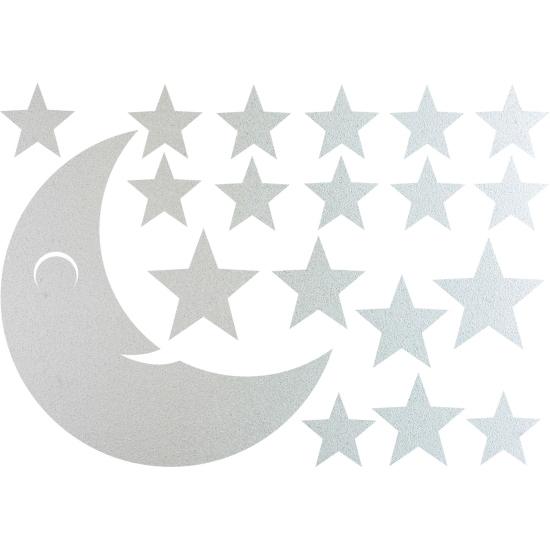 Frosted Window Glass Sticker - Set Of 18 Stars Moon