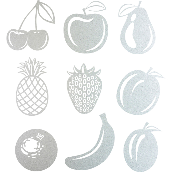 Frosted Window Glass Sticker - Set Of 9 Fruits