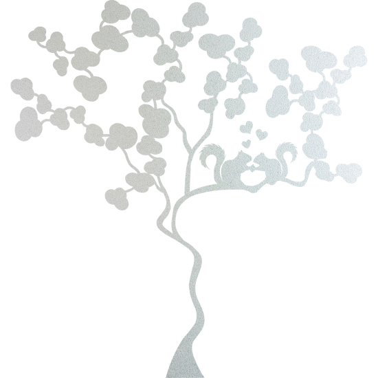 Frosted Window Glass Sticker - Squirrel Tree