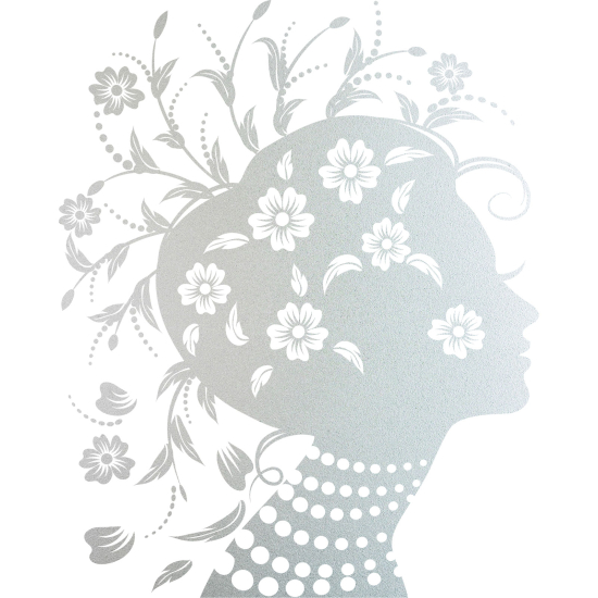 Frosted Window Glass Sticker - Woman Flowers