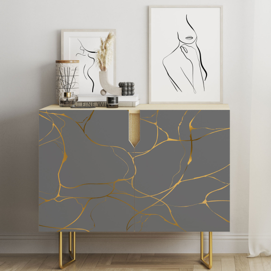 Furniture Sticker - Gold and gray design