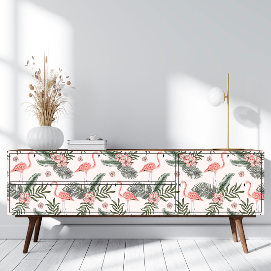 Furniture Sticker - Pink flamingos