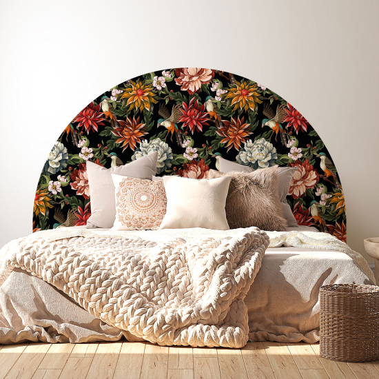 Headboard Wall Sticker - Flowers birds